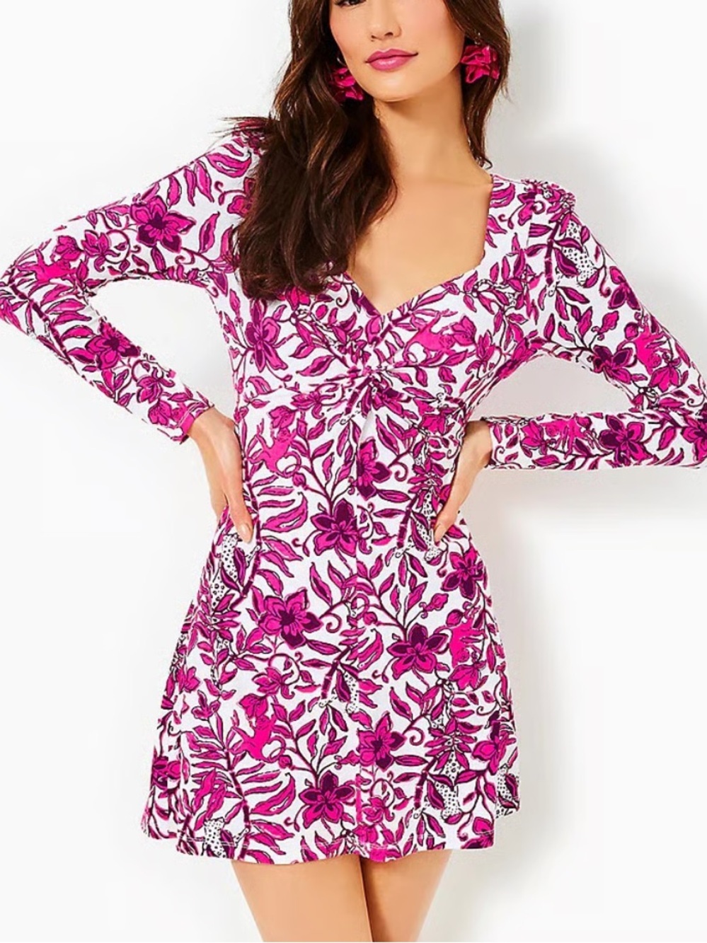 Lilly Pulitzer Pink White Floral Mini Dress Romper With Shorts Size XS